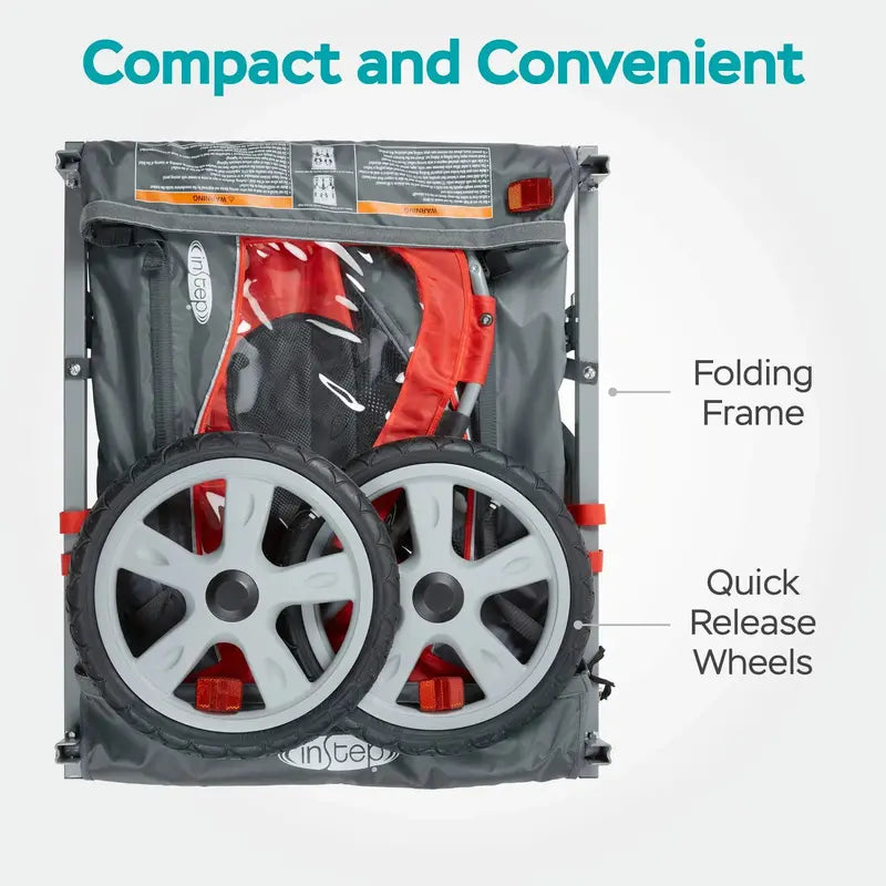 Instep 2-Child Bike Trailer, Steel Frame, 16-inch Tires, 80 lbs Capacity - Sync & Take 2