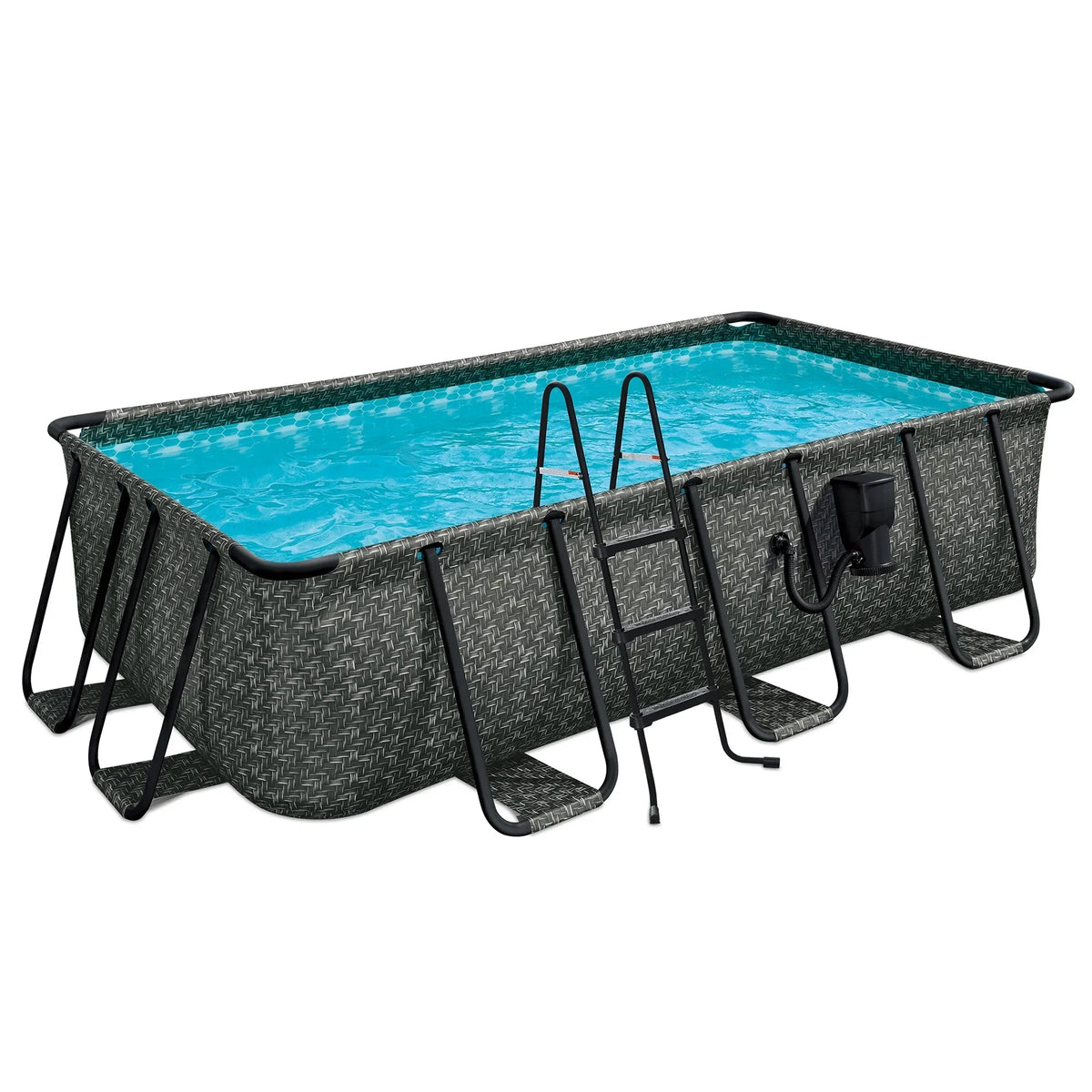 Funsicle Open Box Rectangular Above Ground Swimming Pool 13 ft x 7 ft x 39 in Gray - Dark Herringbone