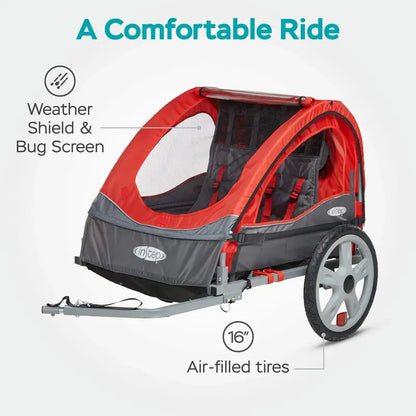 Instep 2-Child Bike Trailer, Steel Frame, 16-inch Tires, 80 lbs Capacity - Sync & Take 2